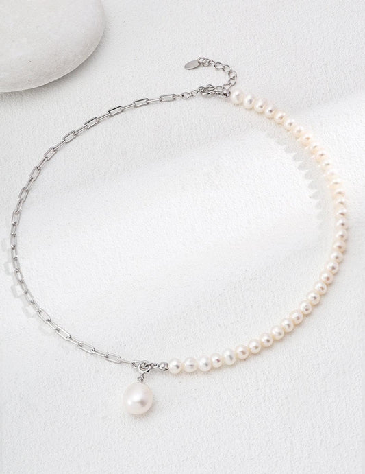 Pearl & Chain Fusion Necklace - ALEART