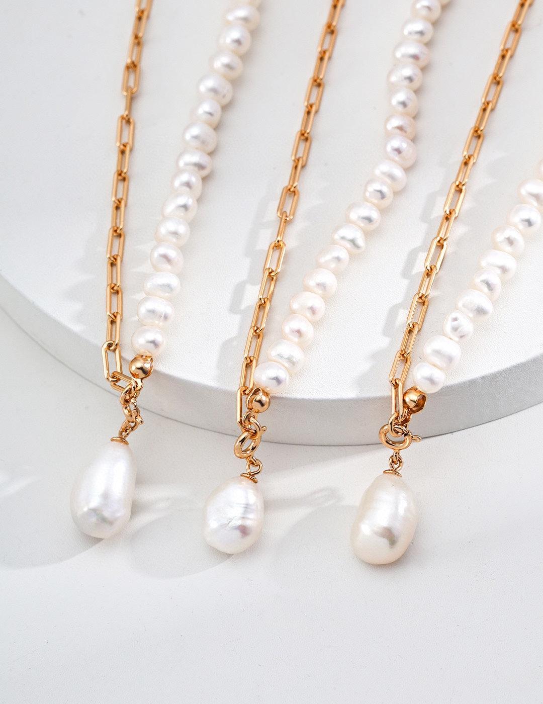 Pearl & Chain Fusion Necklace - ALEART