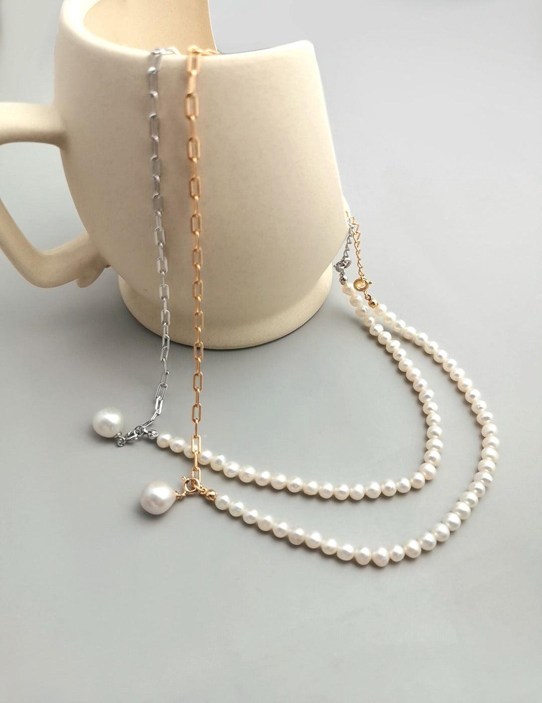 Pearl & Chain Fusion Necklace - ALEART