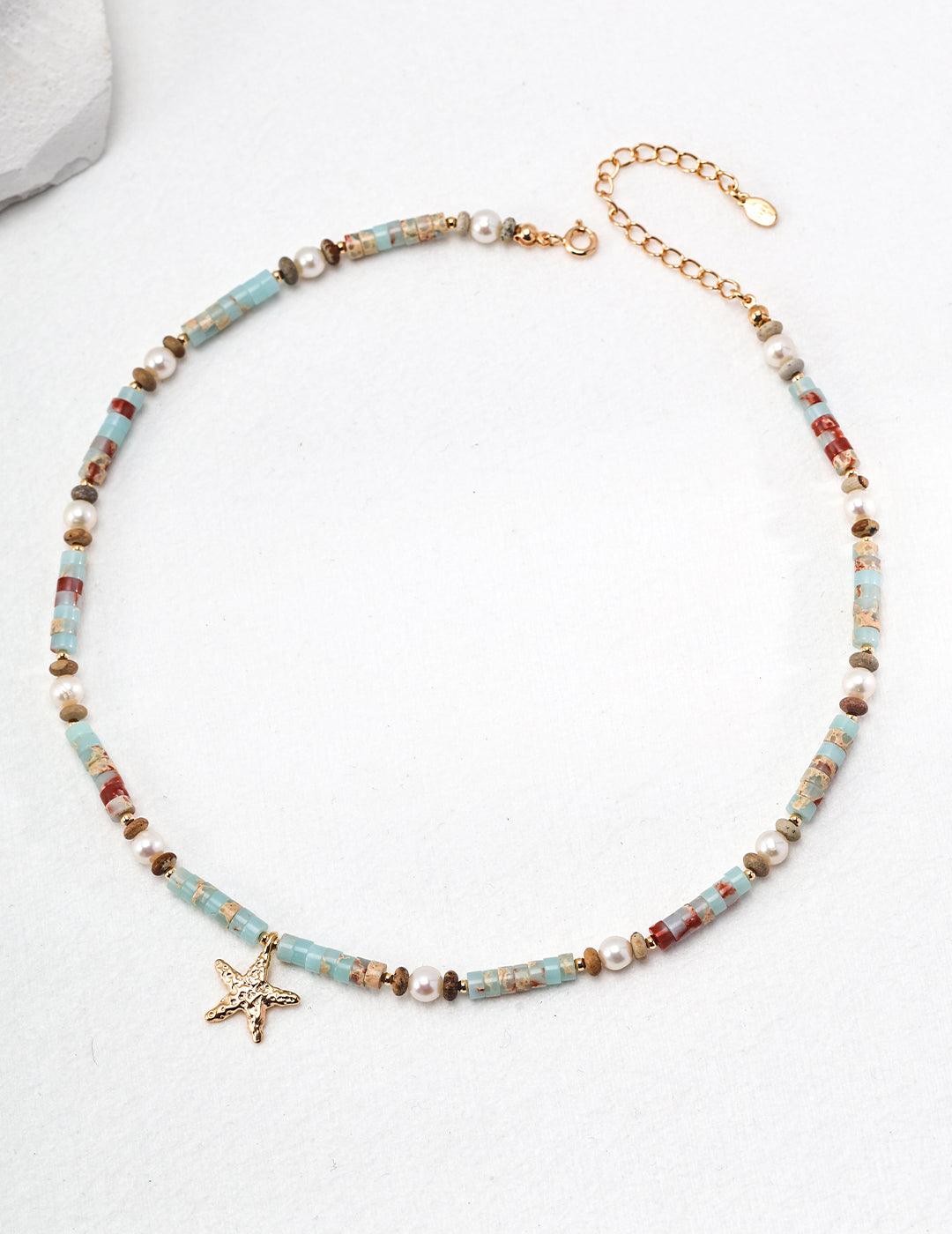 Vintage Beaded Star Necklace - ALEART