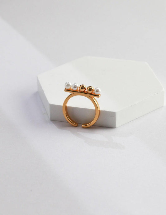 Minimalist Shell Pearl Ring - ALEART