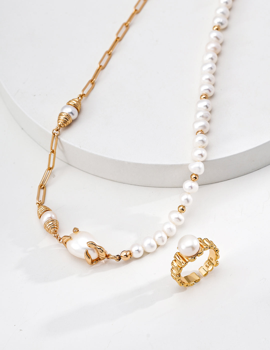 Gilded Pearl Ring - ALEART