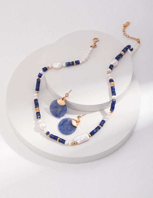 Lapis Pearl Necklace - ALEART