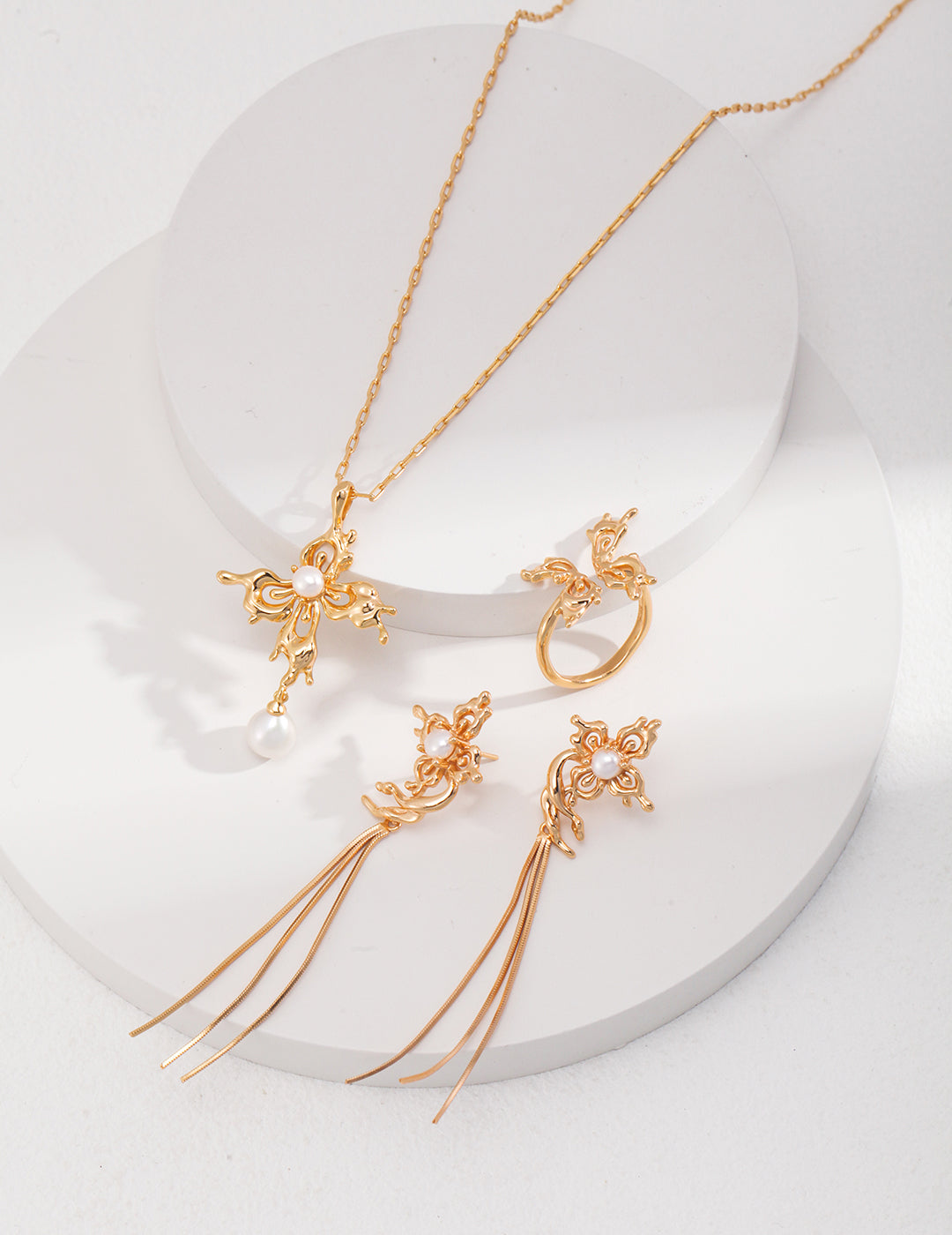 Gold & Silver Butterfly Sterling Silver Earrings - ALEART