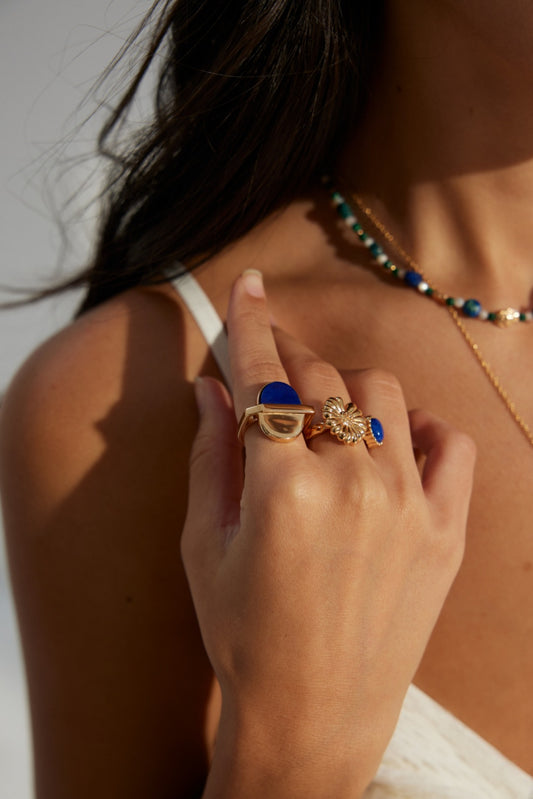 Floral Lapis Lazuli Ring - ALEART