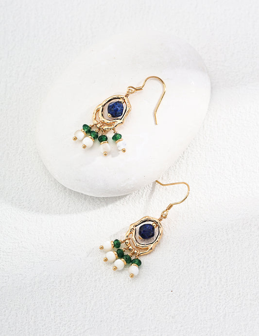 Vintage Shell & Lapis Earrings