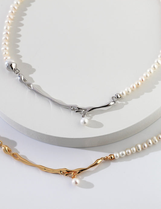 Elegant Silver Pearl Necklace