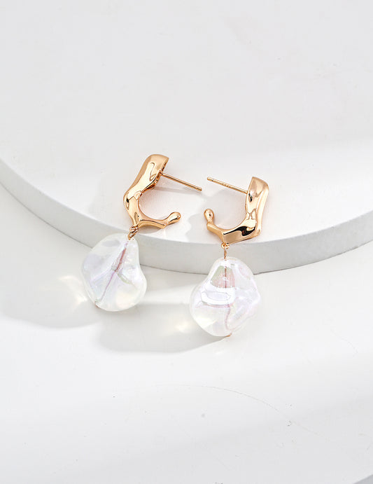 Natural Baroque Pearl & Resin Earrings