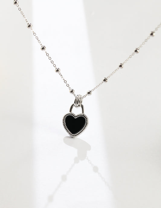 Heart Enamel Sterling Silver Necklace