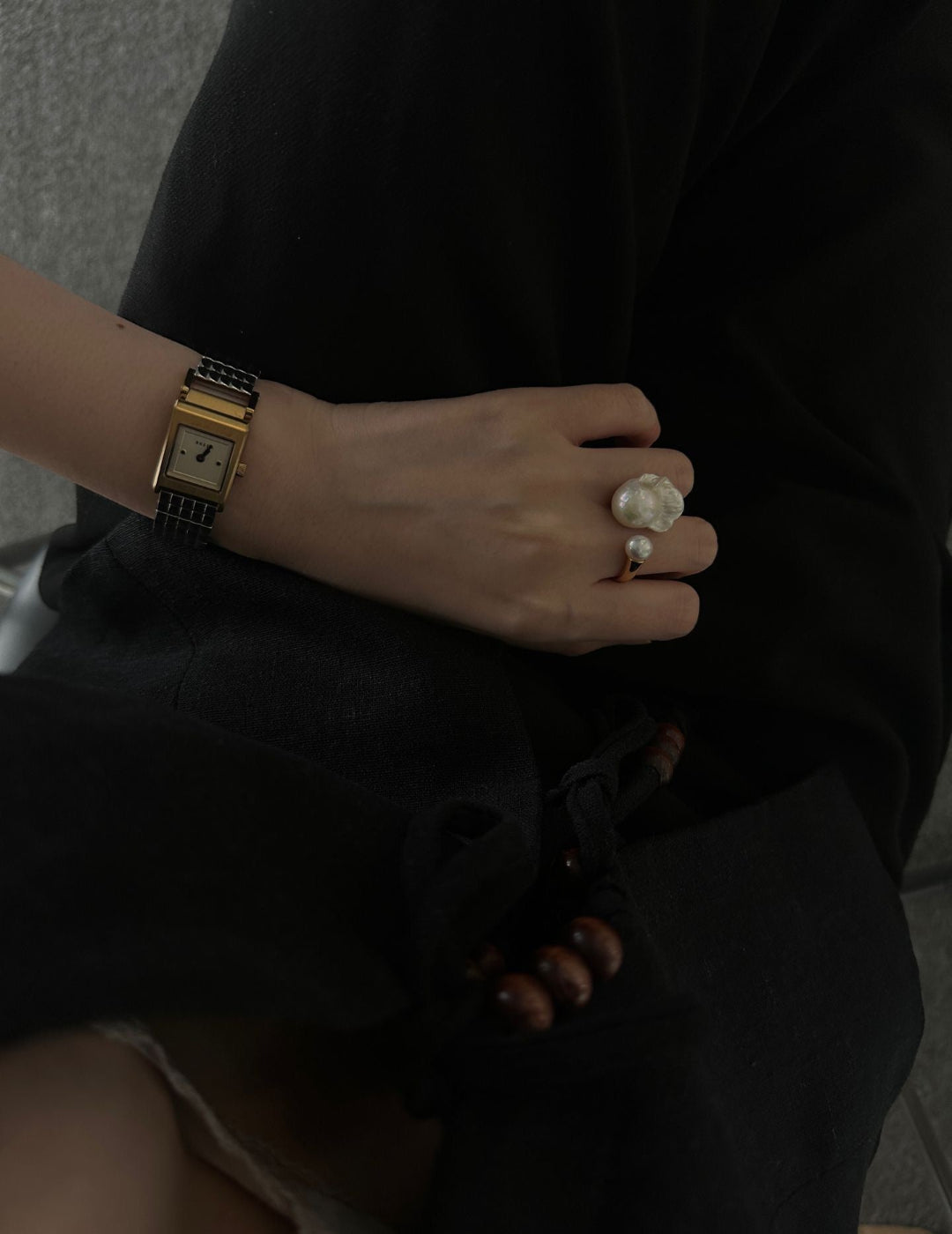 Double Baroque Pearl Open Ring - ALEART