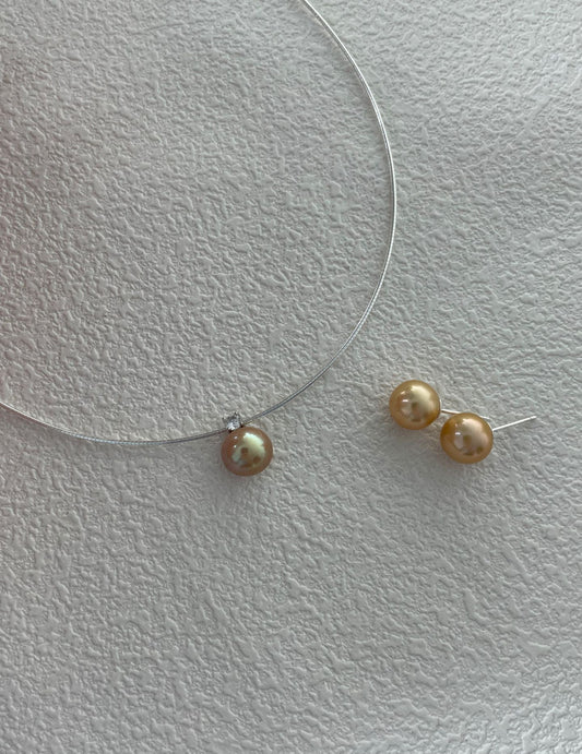 Soft Amber Baroque Pearl Necklace - ALEART
