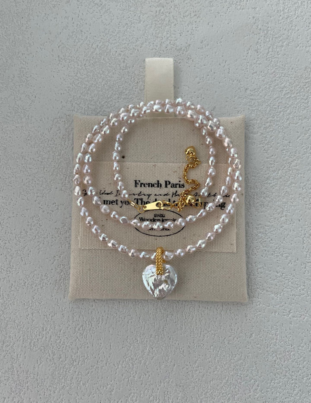 Fairy Pink Pearl Heart Necklace