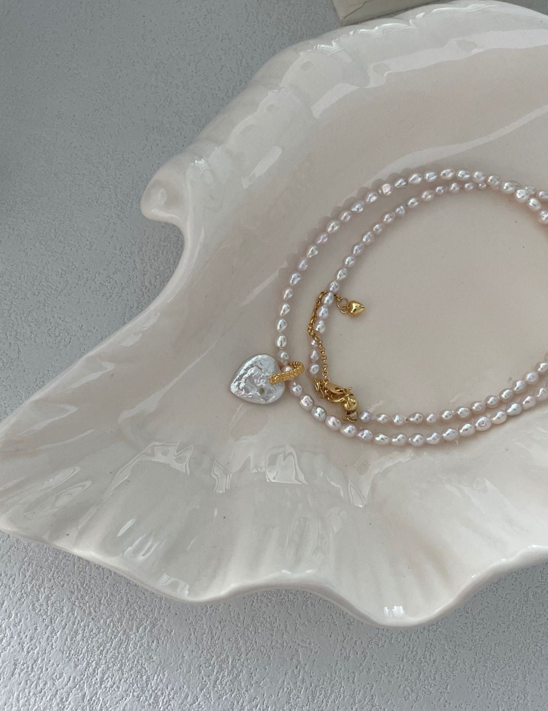 Fairy Pink Pearl Heart Necklace