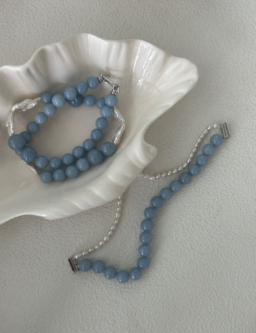 Peruvian Blue & Baroque Pearls Neckalce