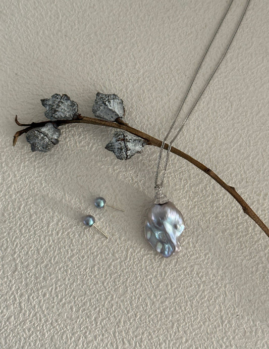 Silver Mist Baroque Pearl Necklace