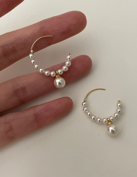 C-Shaped Pearl Earrings - ALEART