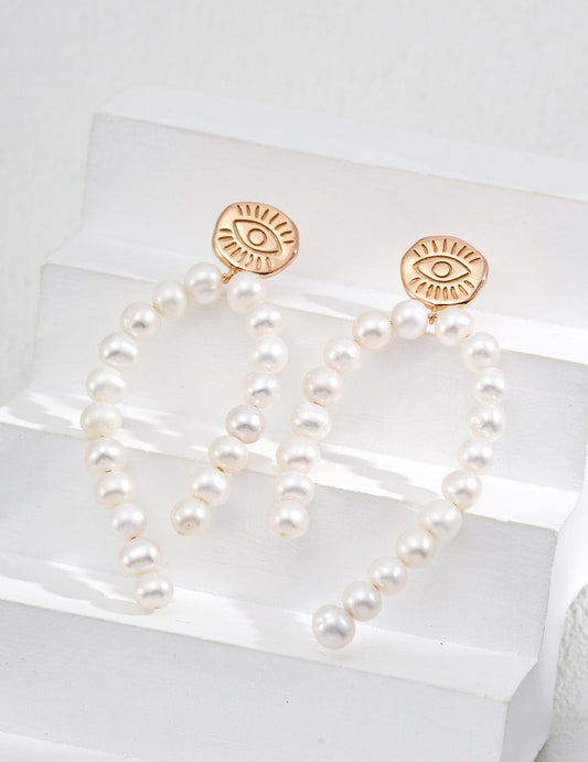 Silver Pearl Gaze Earrings - ALEART