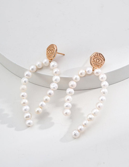 Silver Pearl Gaze Earrings - ALEART