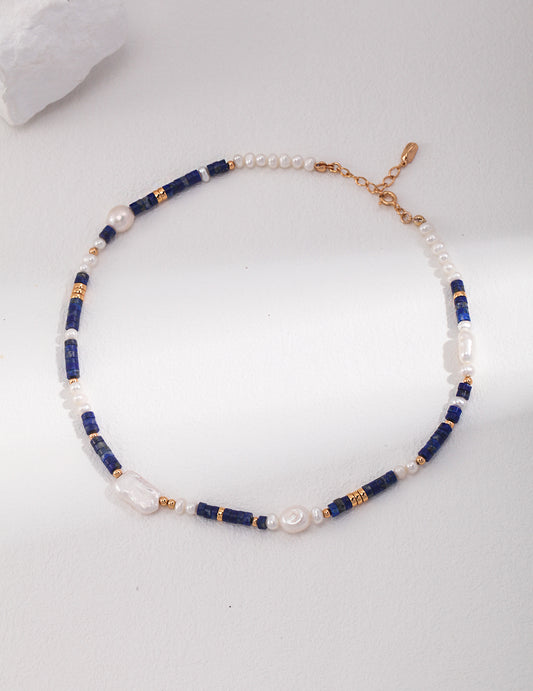 Lapis Pearl Necklace - ALEART