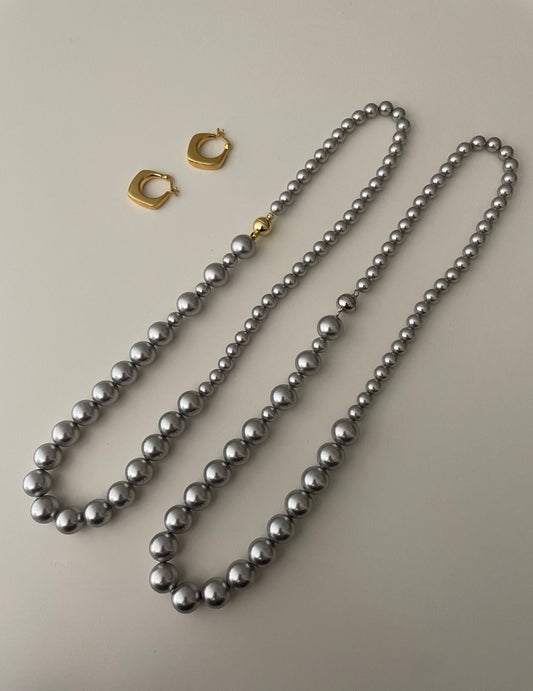 Gray & Gold Bead Necklace - ALEART
